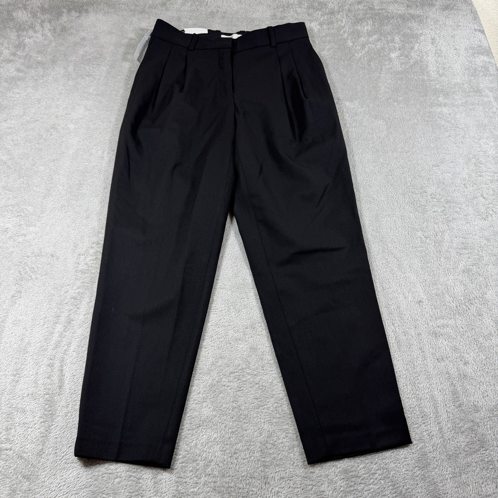 Babaton Vogue Pants Women 2 Black High Rise Short Tapered Pleated Trousers NWT